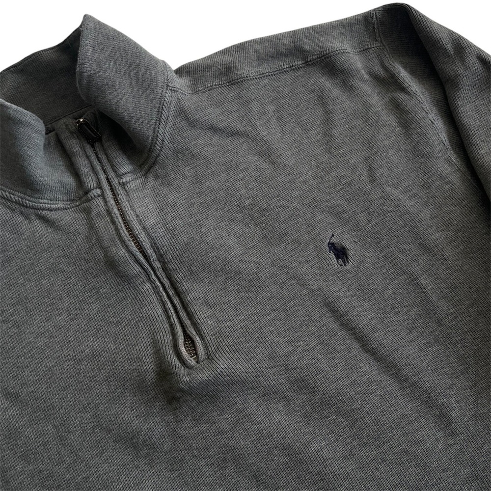 Polo Ralph Lauren Mens Quarter Zip Pullover Grey Cotton Sweater XL Pony Logo - Picture 3 of 7